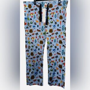 NWT Maison Marcy Blue Camping Hiking Pajama Lounge Pants Large pockets